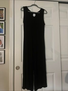 Black Sleeveless Wide-Leg Jumpsuit by